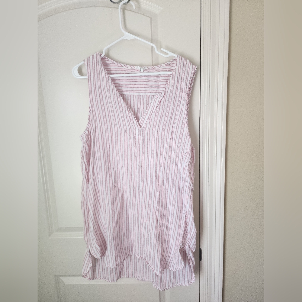 beachlunchlounge Light Pink Striped V-Neck Blouse Dress